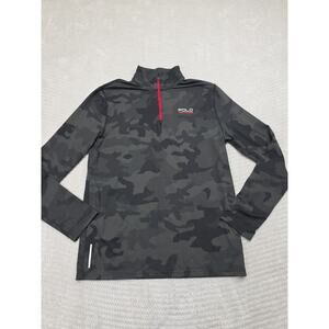 Polo Ralph Lauren Sport Shirt Boys XL Gray Camo Pullover Quarter Zip Performance